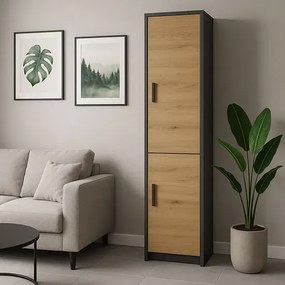 Nowoczesny regał zamykany dąb artisan + antracyt K3-T79