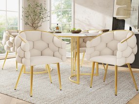Zestaw 6 krzeseł wypoczynkowych z aksamitnej tkaniny - złote metalowe nogi - beż
