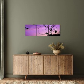 Obraz - Sylwetki zwierząt (z zegarem) (90x30 cm)