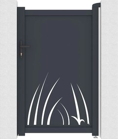 Brama skrzydłowa z aluminium z motywem roślinnym wyciętym laserowo – L103 x H166 cm – antracyt – BRAMENO