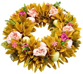 Wiosenna girlanda z drewnianych wiórów z kwiatamiróż, 30 cm