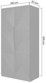 Szafa Asha 100 cm z ryflowanym frontem i metalowymi uchwytami- artisan / czarny mat / czarne uchwyty