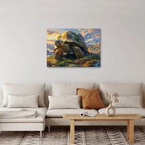Obraz - Żółw i górski krajobraz (70x50 cm)