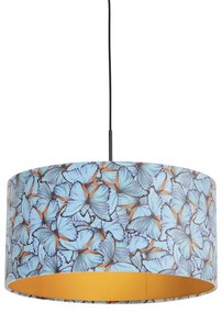 Lampa wisząca z abażurem z weluru z motylami w kolorze złotym 50 cm - Combi klasyczny/Antyczny Oswietlenie wewnetrzne