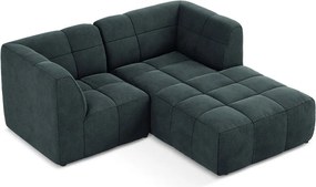 Niebieski aksamitny narożnik (prawostronny/z szezlongiem) Aloha – Makamii