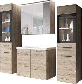 MINIO go for it, Meble łazienkowe MARIT II w kolorze dąb san remo, z oświetleniem LED