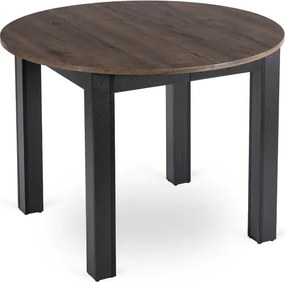 Zestaw Stół Okrągły Rozkładany HARRY 102-142 cm Orzech/Czarny i 4 Krzesła BRAGA Orzech/Krem