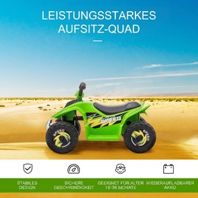 HOMCOM Quad elektryczny 6V dla dzieci z funkcją przód/tył dla dzieci 1,5-3 lat do 20  kg zielony | Aosom PL
