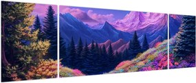 Obraz - Fioletowy krajobraz przy pełni księżyca (170x50 cm)