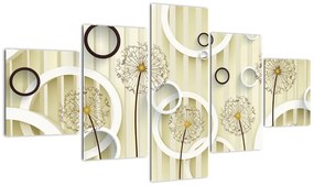 Abstrakcyjny obraz z dmuchawcami (125x70 cm)