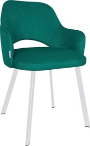 Krzesło Milano tkanina Welur noga metalowa : Kolor nogi - Biały profil, Kolor tkaniny - VELVET - MG20, Typ siedziska - Siedzisko stałe