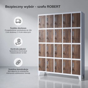 Szafa skrytkowa socjalna BHP biała / orzech: Eco Design ROBERT, 1360 x 1720 x 450 mm
