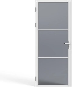 Drzwi z ościeżnicą odwracalne z Aluminium i szkła hartowanego Przydymione - W204 x S73 cm - Biały MASERU