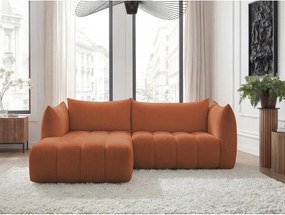 Pomarańczowy narożnik z materiału bouclé (lewostronny/z szezlongiem) Azra – Bobochic Paris