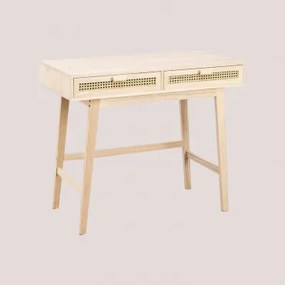 Biurko Z Drewna Z Szufladami Ralik Design Naturalna - Sklum