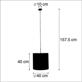 Lampa wisząca klosz welurowy kwiatowo-złoty 40cm - Combi klasyczny/Antyczny Oswietlenie wewnetrzne