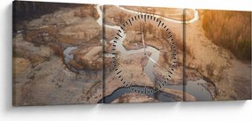 Obraz - Świt nad meandrami (z zegarem) (90x30 cm)