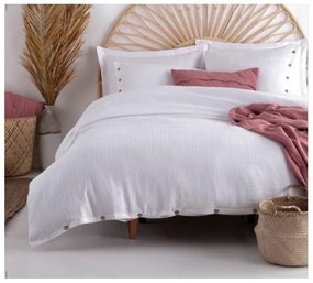 Biała pościel jednoosobowa z bawełny renforcé 140x200 cm Como Striped – Mila Home Luxury