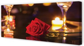 Duży obraz na płótnie Wieczór z Różą i Winem