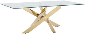 Stolik kawowy z hartowanego szkła i pozłacanego metalu - Przeźroczysty - COSIMA