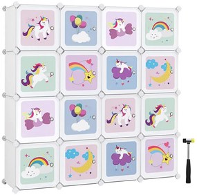 Dziecięca modułowa szafka ANET z kolorowymi pojemnikami na przechowywanie