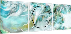 Obraz - Malowanie abstrakcyjnych wzorów (z zegarem) (90x30 cm)