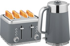 HOMCOM Czajnik 2200 W, 1,7 l z funkcją szybkiego gotowania, filtrem kamienia i tosterem na 4 kromki z 7 poziomami zarumienienia, szary | Aosom PL