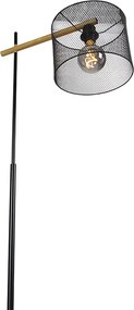 Industrialna lampa podłogowa czarna - Drum Mesh