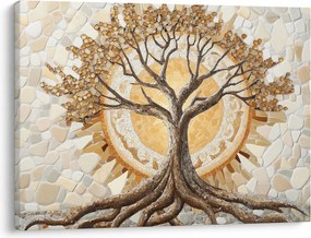 Obraz – Złote drzewo życia w mozaice (70x50 cm)