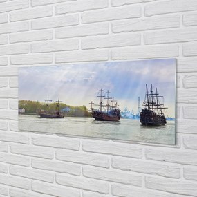 Szkło do Kuchni na Ścianę Statki pod Niebem pełnym Chmur