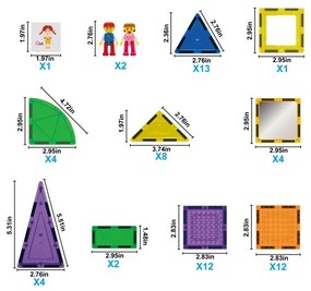PicassoTiles zestaw 63 elementów magnetycznychpłytek