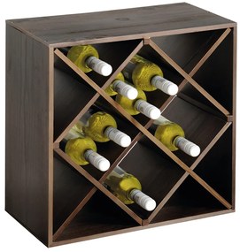 Kesper 69244 Stojak na wino bejcowany na ciemno, 50 x 50 x 25 cm