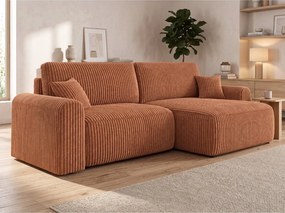 Rozkładana dwustronna sofa w kształcie L NORDEN TILIA 250x140 cm, terakotowa