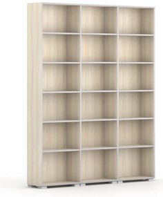 Biblioteka SILVER LINE, 3 kolumny, 2230 x 1800 x 400 mm, dąb naturalny