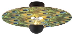 Lampa sufitowa czarna z płaskim kloszem w stylu pawia 45 cm - Combi Nowoczesny Oswietlenie wewnetrzne