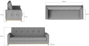 Sofa rozkładana z funkcją spania SELENE szara ELTAP