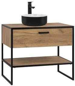 Szafka łazienkowa z umywalką dąb craft - Favero 5S 90 cm