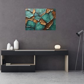Obraz - Zielono-złoty obraz (70x50 cm)