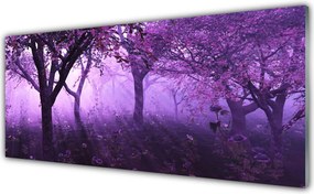 Szkło do Kuchni na Ścianę Sylwetki Drzew o Zmierzchu