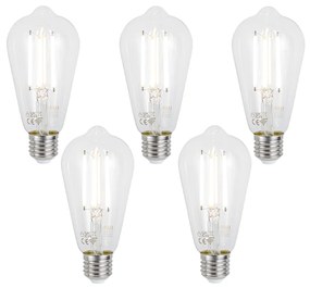 Zestaw 5 Inteligentne ściemnialne żarówki LED E27 ST64 Clear 7W 806lm 2700-6500K