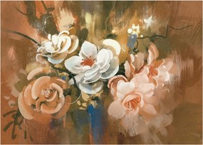 Obraz na szkle- Malowany bukiet kwiatów (70x50 cm)