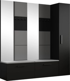 Masseno Garderoba MODULO 201,2/204/40 cm do Przedpokoju Nowoczesna Czarna