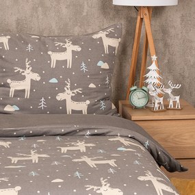 4Home Pościel flanelowa Happy reindeer, 160 x 200 cm, 70 x 80 cm
