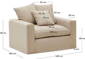 Beżowy lniany fotel Nora – Kave Home