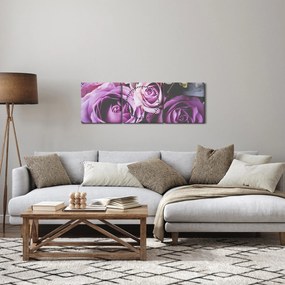 Obraz - Różyczki (z zegarem) (90x30 cm)