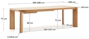 Rozkładany stół z blatem w dekorze dębu 100x200 cm Jondal – Kave Home