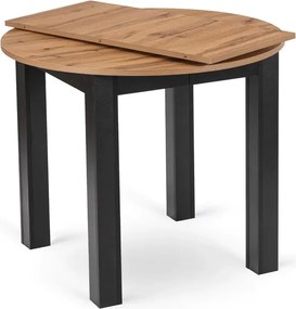 Stół Okrągły Rozkładany HARRY 92-132 cm Dąb Craft/Czarny Loft