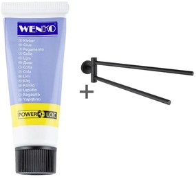 Samoprzylepny wieszak na ręczniki ze stali nierdzewnej w kolorze matowej czerni Bosio – Wenko