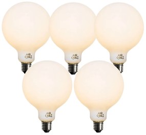 Zestaw 5 ściemnialnych opalowych żarówek LED E27 G125 5W 450 lm 2200K