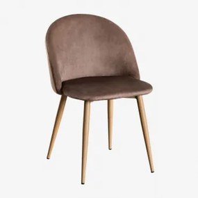 Zestaw 2 Krzeseł Jadalnianych Z Aksamitu Kana Azul & Natural Wood - Sklum